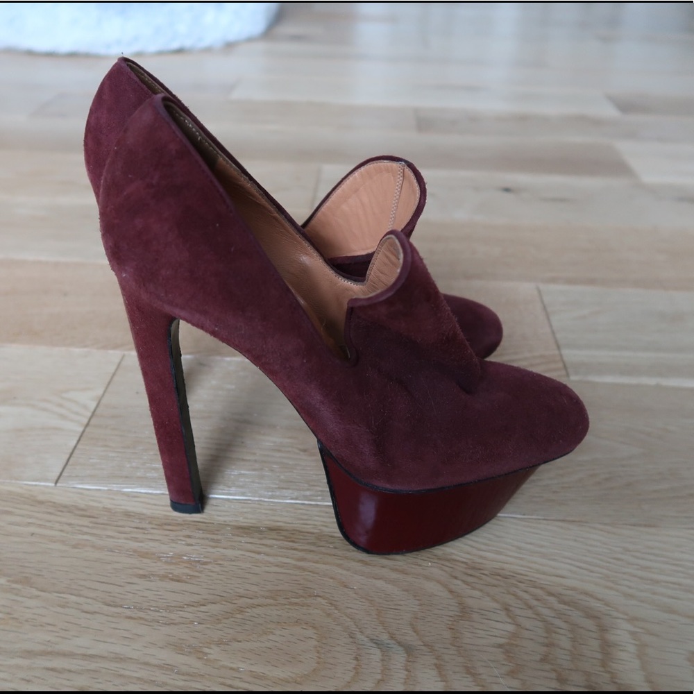 Red Wine Velvet Heels by Edmundo Castillo -size 39